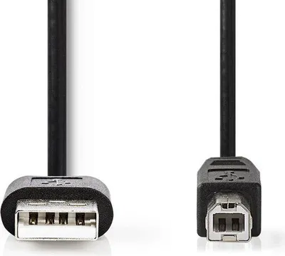 Produktbild von Nedis USB-Kabel - USB 2.0 - USB-A Male - USB-B Male - 7,5 W - 480 MBit/s - Vernickelt - 1,00 m - Rund - PVC - Schwarz - Etikett