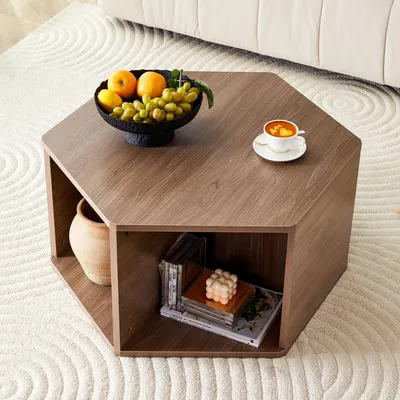 Produktbild von STILVORA Couchtisch mit sechseckigem Design, Wohnzimmertisch mit multifunktionaler Nutzung für vielseitige Räume, Beistelltisch mit einfachem Aufbau