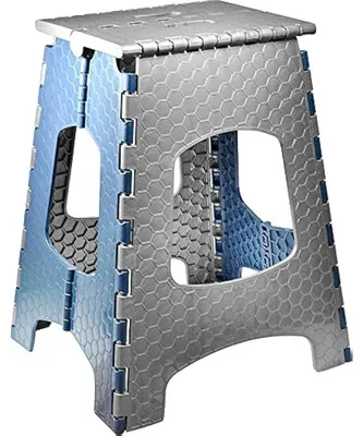 Produktbild von Klappbarer Hocker Klapphocker Aufstiegshilfe - 44 cm Höhe - Grau-Blau - Belastbar bis 120 kg - Für Küche Bad und Garten