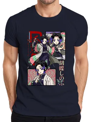 Obrázok produktu pre Shinobu Kocho Kimetsu no Yaiba Anime Butterfly Katana Pánske tričko, Navy, S
