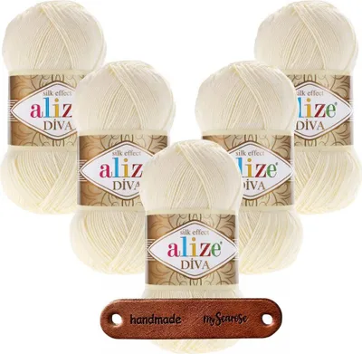 Produktbild von ALIZE Diva Garn 5x 100g Microfaser Polyacryl Seiden-Effekt Farbe 67 für Nadelstärke 2,5-3,5mm