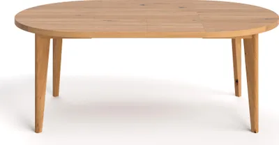 Produktbild von Runder Ausziehbarer Luna-Tisch aus Massivholz, 120 cm + Tischverlängerungen 2x45 cm, Eiche, Skandinavisch