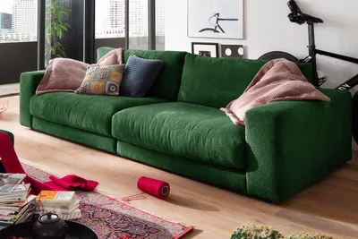 Produktbild von KAWOLA Sofa MADELINE 3-Sitzer Cord smaragd