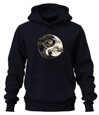 Produktbild von Baum des Lebens Yin Yang Mond Zen Balance Natur Hoodie Kapuzenpullover, Navy, M