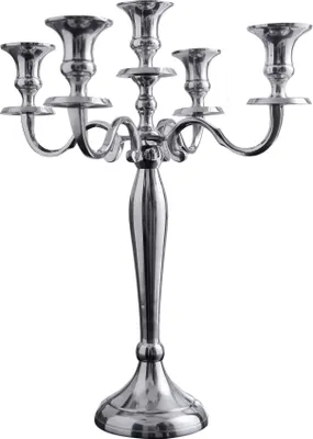 Produktbild von Kerzenständer MODERN BAROCK 41cm silber 5-armig Lüster Aluminium poliert Kerzenhalter