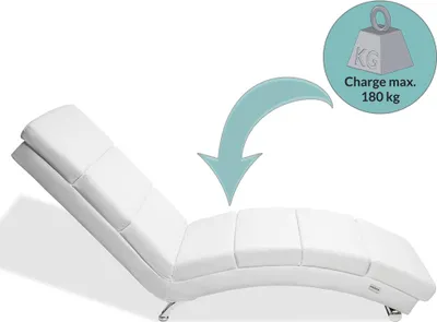 Image de Casaria Méridienne London Chaise de relaxation Chaise longue d’intérieur design Fauteuil relax salon blanc
