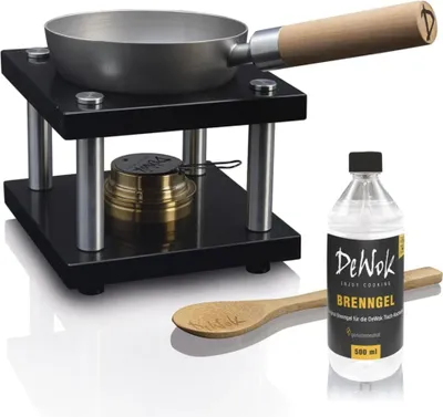 Produktbild von DeWok Kochsystem bis 2 Personen ohne Strom ohne Gas Zuhause Innenraum geeignet zum Grillen, Raclette, Fondue, Wokken, Tischwok gesund kochen Edelstahl