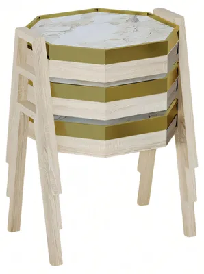 Produktbild von Elegantes Beigefarbenes Couchtisch-Set aus Holz im modernen Stil