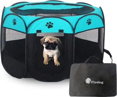 Image de Niche pour chien facile à monter, imperméable, 8 pièces, bleue, L, 36 x 23 cm