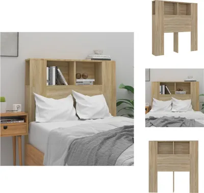 Image de vidaXL Tête de lit avec étagères Chêne Sonoma 100x18,5x104,5 cm - Tête & Pieds de lit
