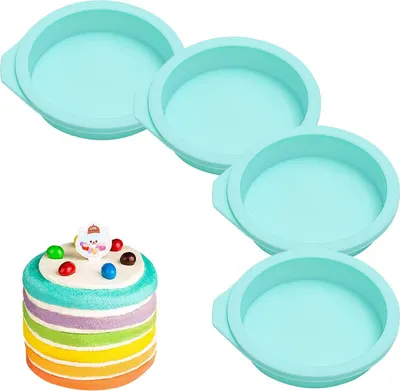 Produktbild von Silikon Kuchenform Set Rund Schichtkuchen Backform 6 Zoll Silikon Backform Rund Tortenboden Backform Antihaft Regenbogen Kuchenform für schichtkuchen käsekuchen regenbogenkuchen chiffonkuchen