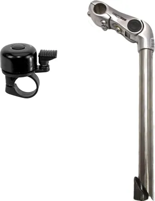 Image de Potence Ergotec Kobra Vario Tube en acier inoxydable, tige 25,4 mm, collier de serrage 25,4 mm, réglable de 90 à 300 mm, cloche de vélo incluse