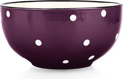 Zdjęcie produktu dla Miska Fioletowa W Białe Kropki, 490Ml, 13Cm Ceramiczna