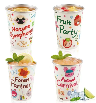 Produktbild von Solidchoice – Set mit 4 Edelstahl-Kinderbechern, 350 ml, für den Heimgebrauch