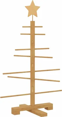 Image de vidaXL Sapin de Noël en bois avec support brun 75 cm bambou