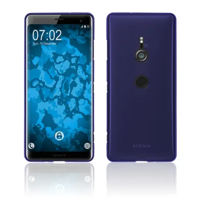 A front and back view of a purple Sony Xperia XZ3 smartphone, displayed on a white background.