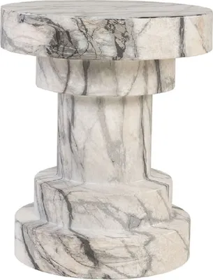 Produktbild von Casa Padrino Luxus Beistelltisch / Hocker in Marmoroptik Weiß Ø 38 x H. 45 cm - Wohnzimmer Möbel in Marmoroptik - Luxus Möbel - Luxus Kollektion
