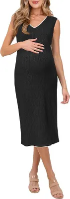 Productafbeelding van Zomerjurk, midi-lengte, gebreid, elegant, comfortabel, zwart, maat L
