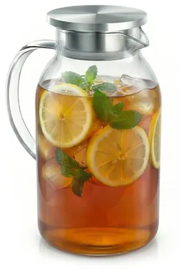 Image de Arendo - Carafe en verre de 2,3 litres avec couvercle en acier inoxydable – Carafe en verre – Résistante à la chaleur