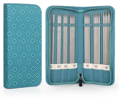 Image de Ensemble d'aiguilles à tricoter de 20 cm, en acier inoxydable, à double pointe, comprenant 7 paires de tailles 2,0 à 5,0 mm, avec boîte de rangement