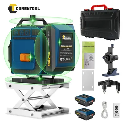 Produktbild von Kreuzlinien-Laser 16 Linien 360 Grad Wasserwaage selbstnivellierend Lasernivellier mit Fernbedienung für Innen und Außen 20 bis 30 m Arbeitsbereich grün