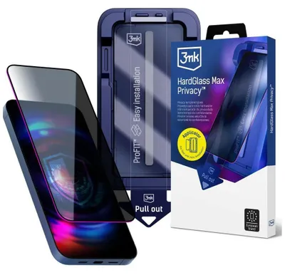 Productafbeelding van 3MK HardGlass Max privacy screenprotector met applicator, zwart, voor Samsung Galaxy A57
