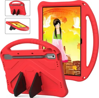 Image de Etui enfant pour Lenovo Tab P11 2nd Gen 11.5" TB350FU/TB350XU 2023, étui léger EVA antichoc avec support pliable et poignée rouge