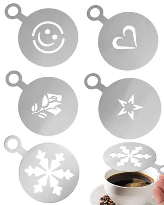 5 Kaffeeschablonen aus Edelstahl für Latte Art & Torten