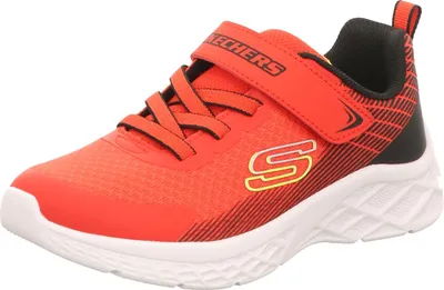 A single red sneaker is shown from a side-diagonal angle against a white background.