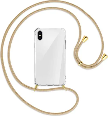 Zdjęcie produktu dla Etui ochronne na tył telefonu z paskiem (metalowe, w kolorze złotym) do Apple iPhone X / XS / 10 – kolor karmelowy