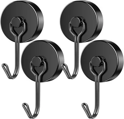 Produktbild von Ibenzoa® 4er-Set magnetische Haken mit starken Neodym-Magneten, drehbar, 35 Pfund Tragkraft vertikal – für Innen & Außen