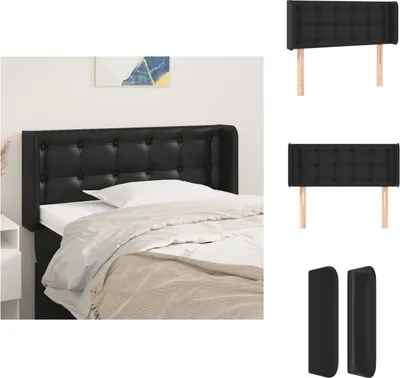Produktbild von vidaXL Kopfteil mit Ohren Schwarz 93x16x78/88 cm Kunstleder -  Kopf- & Fußenden