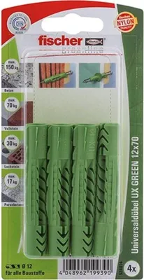 Obrázek produktu pro Fischer univerzální zátka UX zelená 12,0 x 70 mm - 4 kusy