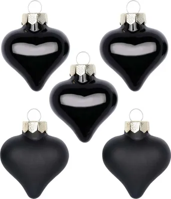Produktbild von Christbaumschmuck Herzen 4cm Glas 8 Stück - Ebony Black