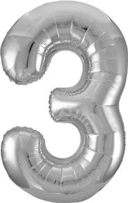 Produktbild von Folienballon Zahl 3 silber - ca. 86 cm