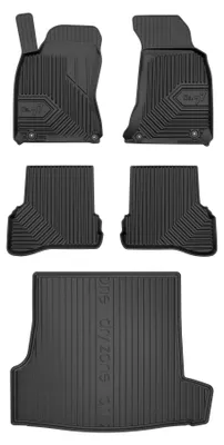 Productafbeelding van Rubberen automatten + kofferbakmat voor Volkswagen Passat B5 1996-2005 (sedan) – 5-delig, zwart, op maat – Wielganizator