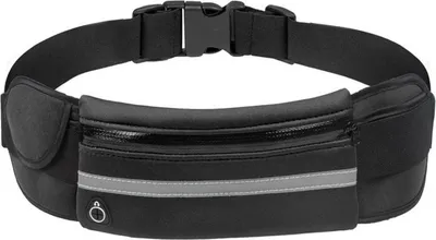 Produktbild von Laufgürtel Bauchtasche, großes Volumen, wasserdicht & stoßfest, aus Neopren, für Outdoor-Sport & Fitness, schwarz
