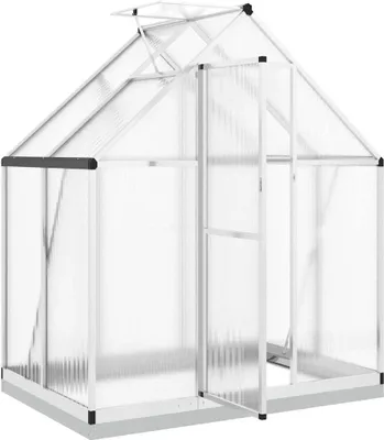 Produktbild von vidaXL Gewächshaus mit Fundamentrahmen Silbern 169x114x202 cm Alu