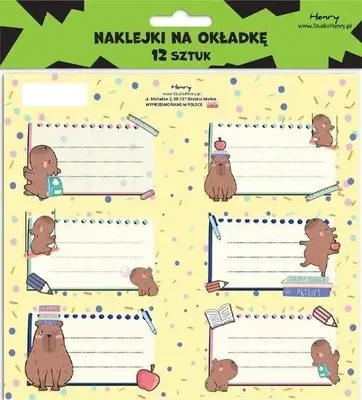 Obrázek produktu pro Nálepky na sešity – Kapybary (12 ks) – Henry