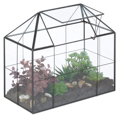 Produktbild von Terrarium in Form eines Glashauses für Zimmerpflanzen