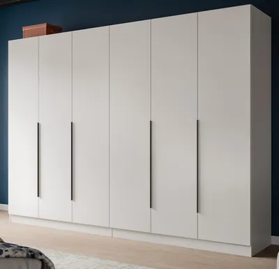 Produktbild von Kleiderschrank "Swan" in weiß Drehtürenschrank 6-türig 240 x 181 cm