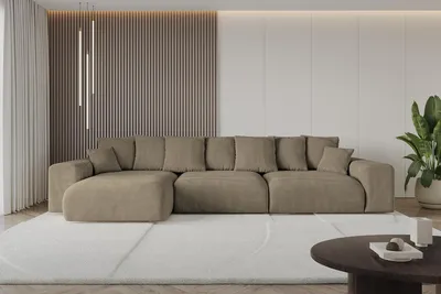 Produktbild von Ecksofa mit Schlaffunktion und Bettkasten ESKAR-L2 - 364x176x72 cm Braun - Corner Sofa Bett Eckcouch Couch L-Form Schlafcouch Ausziehbar Wohnlandschaft Schlafsofa Cauchsofa