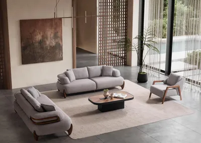 Produktbild von Sitzgruppe/Sofa Set - Wohnzimmergarnitur "Salix" 3+3+1-Grau