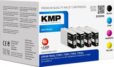 Obrázok produktu pre KMP E220VXX, Čierna, Azúrová, Purpurová, Žltá, 80 ml, 42 ml, 4600 strany, 4600 strany, Viacnásobné balenie