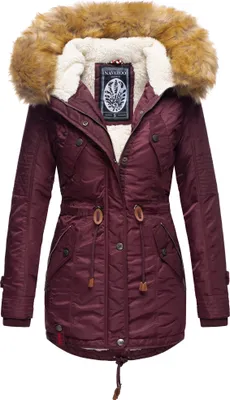 Produktbild von Navahoo La Viva Eleganter Damen Winter Parka mit Kapuze und Kunstpelzbesatz Wintermantel Vegan Wine Gr. 36 - S