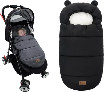 Produktbild von Baby Fußsack 90 x 52 cm, schwarz, für Kinderwagen, wasserdicht, maschinenwaschbar