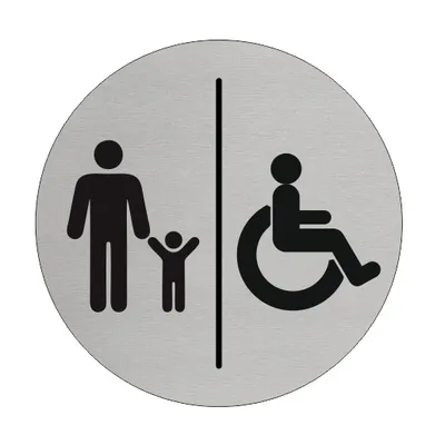 Produktbild von CombiCraft Aluminium Türschild 'Familie Invalid' - Ø75mm mit 3M-Klebeband