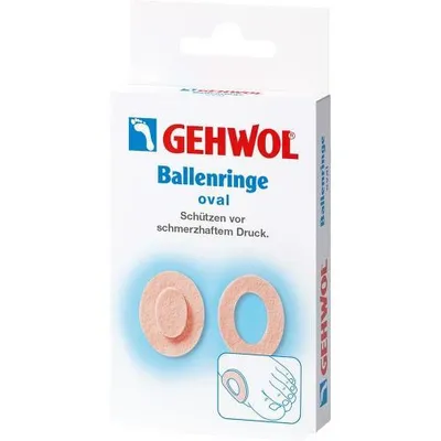 Produktbild von Gehwol Ballenringe, oval, 6 Stück, hautfreundlich, schützt vor schmerzhaftem Druck