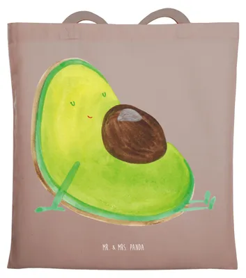 Produktbild von Mr. & Mrs. Panda Tote Bag Avocado Schwangerschaft - Braun Pastell - Geschenk, Liebe, Beutel, canvas tasche, Schultasche, Jutebeutel, Geburt, Wunder, Laptoptasche