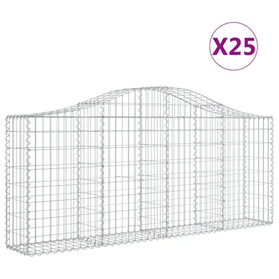 Imagen del producto de vidaXL: Muros de contención tipo gavión con arco, 25 unidades, 200x30x80/100 cm, hierro galvanizado